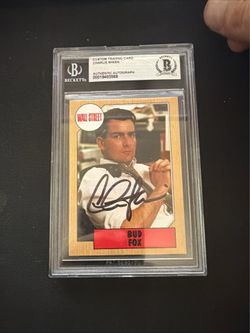Charlie Sheen Signed Bud Fox Custom Trading Card BGS BAS Beckett AUTO