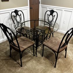 5 Piece Dining Set Glass Table with Chairs