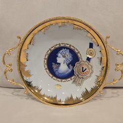 Brand new Elegant Italian Porcelain 24K Gold Decorative Bowl with Two Handles