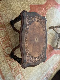 Antique Style Inlay SideTable with Barley Twist Legs