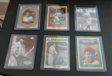 Babe Ruth cards in hard protective cases.  $10 each or $50 for the 6 of them together