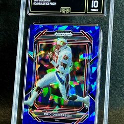2023 Prizm Draft Picks 💥 Eric Dickerson 💥 Blue Ice Prizm 90/99 GMA 10 💎 Mint - Los Angeles Rams