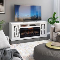 74 inch Tresanti Kerrigan TV Console with ClassicFlame CoolGlow 2-in-1 Electric Fireplace and Fan