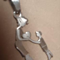 MOM AND SON PENDANT- SILVER TONE