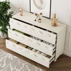 Brand New Cream White 6 Drawer Dresser Factory Sealed