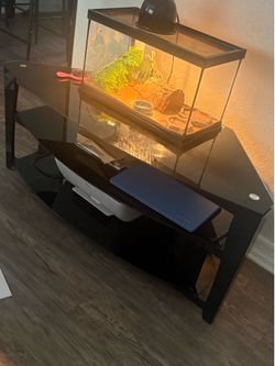 Black glass table stand