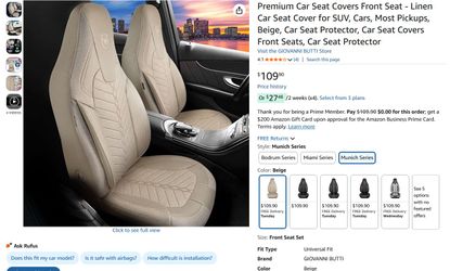 Universal Premium Linen *2 Front* Car Seat Covers Beige