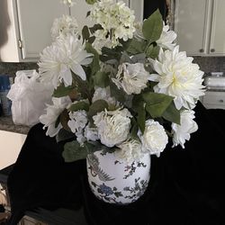 Beautiful Flower Arrangement In Asian Vase