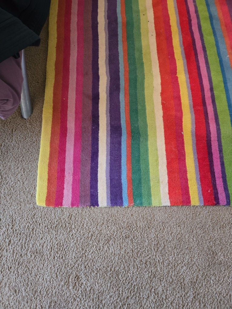 5x7 Wool Rainbow Stripe Rug