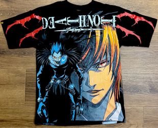 Death Note Light Yagami Ryuk L AOP All Over Print Anime T-Shirt XL #15A