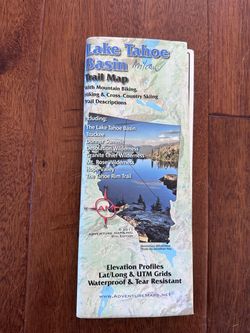 Lake Tahoe Basin Trail Map Waterproof Topographic Hiking & Biking CA Nevada