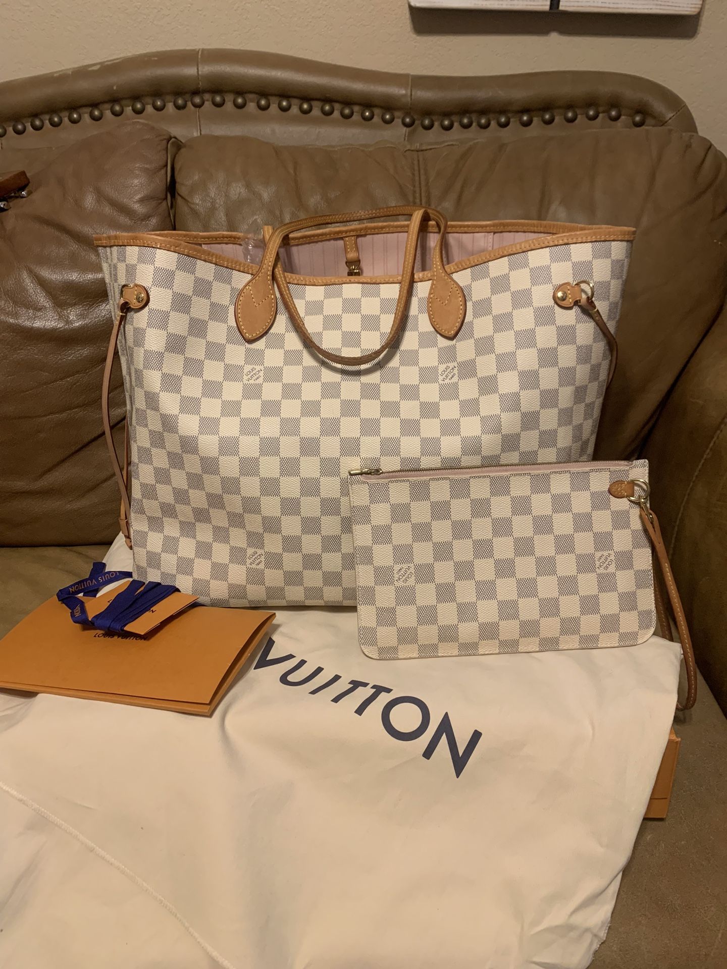 Louis Vuitton Damier Azur Neverfull GM And Pouch