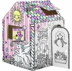 Kids Cardboard Coloring Playhouse Unicorn Theme