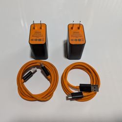 2 Sets - OEM OnePlus Warp 30 Chargers + Type-C Cables - McLaren Black Orange
