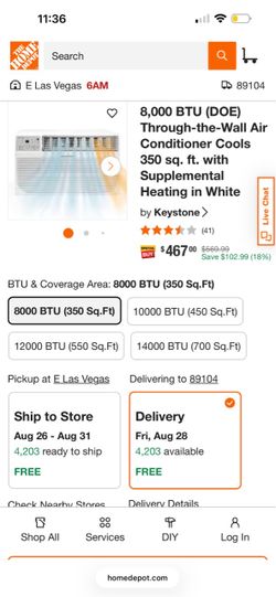 Keystone 8000 BTU Through-the-Wall Air Conditioner