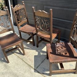 Real Wood And Real Leather Chairs $300 For All 4 