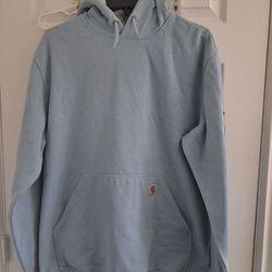 Carhartt Mens Large Loose Fit Sleeve Logo Hoodie Light Blue
