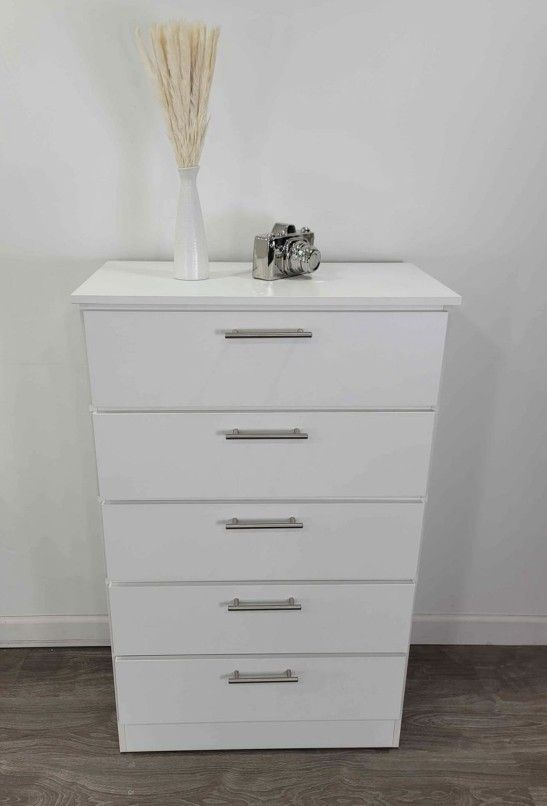 Chest White 5 Drawers