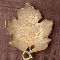 Vintage MCM Brass Maple Leaf Tray 8”x6.5”