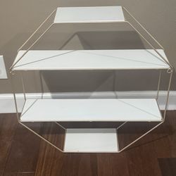octogan wall shelf 23” x 23” 6” deep white *has 2 small marks on the 2nd from the bottom shelf  Perfect to use as room decor, dessert table, etc