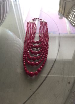 Beautiful antique red glass 6 tier necklace