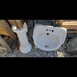 Pedestal Sink Stand An Sink Basin. 