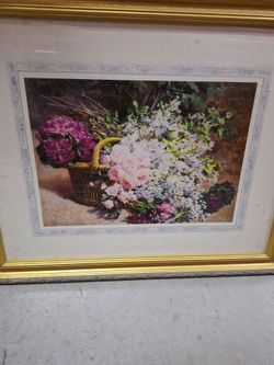 Framed Floral Still Life Print Gold Frame