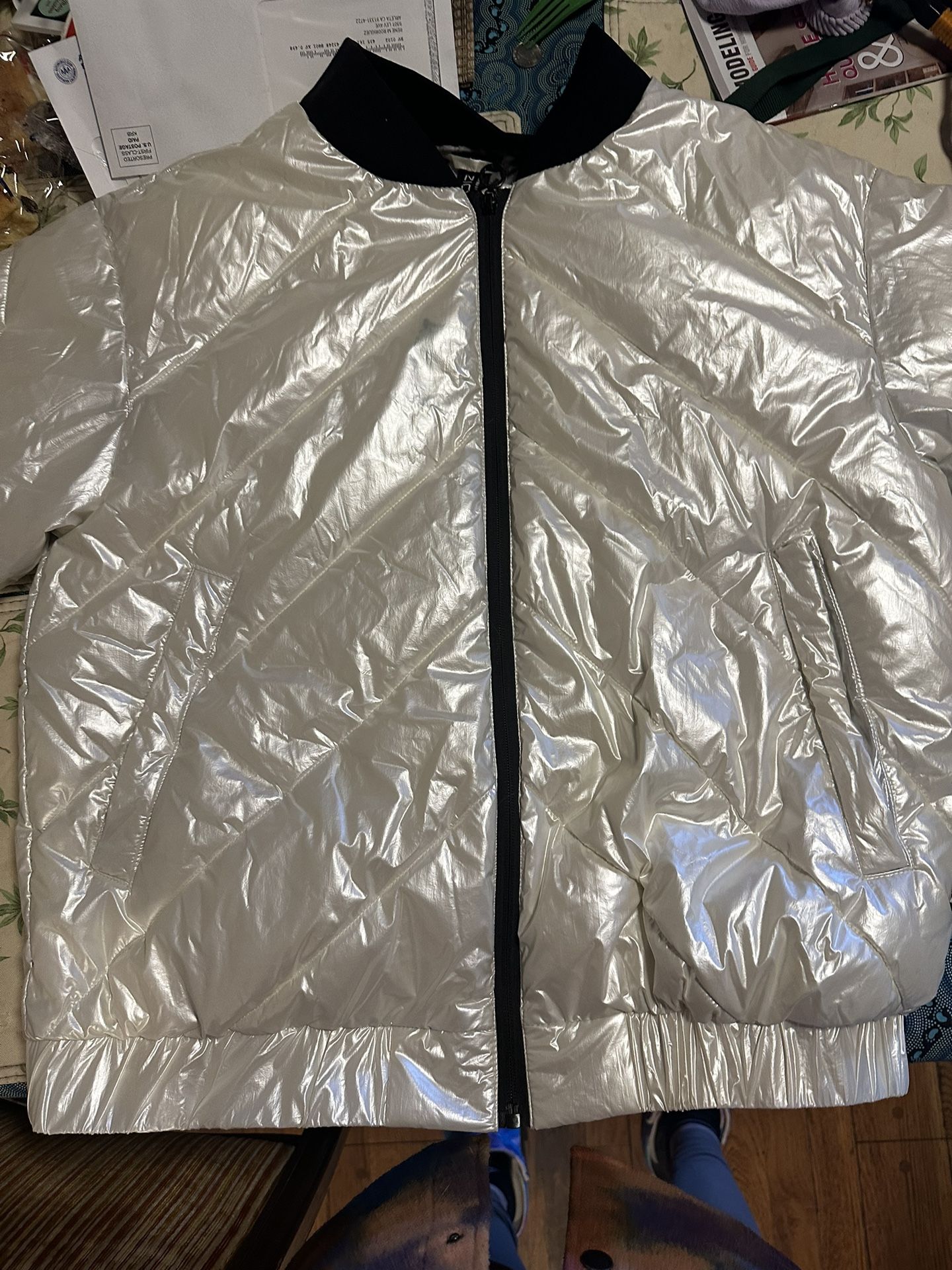 Noize Pearly White Bomber Jacket