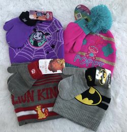 Batman, Vampirina, Lion King or Trolls Poppy Hat & Mitten Set, size 2T - 5T, Brand NEW!