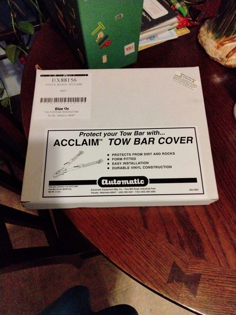 Blue Ox Flat Tow Bar Cover New Still In Box, Never Out Of Box.