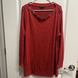 LILY MORGAN Red Black Heather Tunic Women’s Size 1X. 