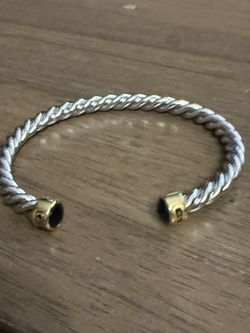 David Yurman sterling silver and 18 Kt gold with black onyx cuff 6 mm large