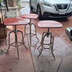Three sturdy Old School Stools for Man Cave