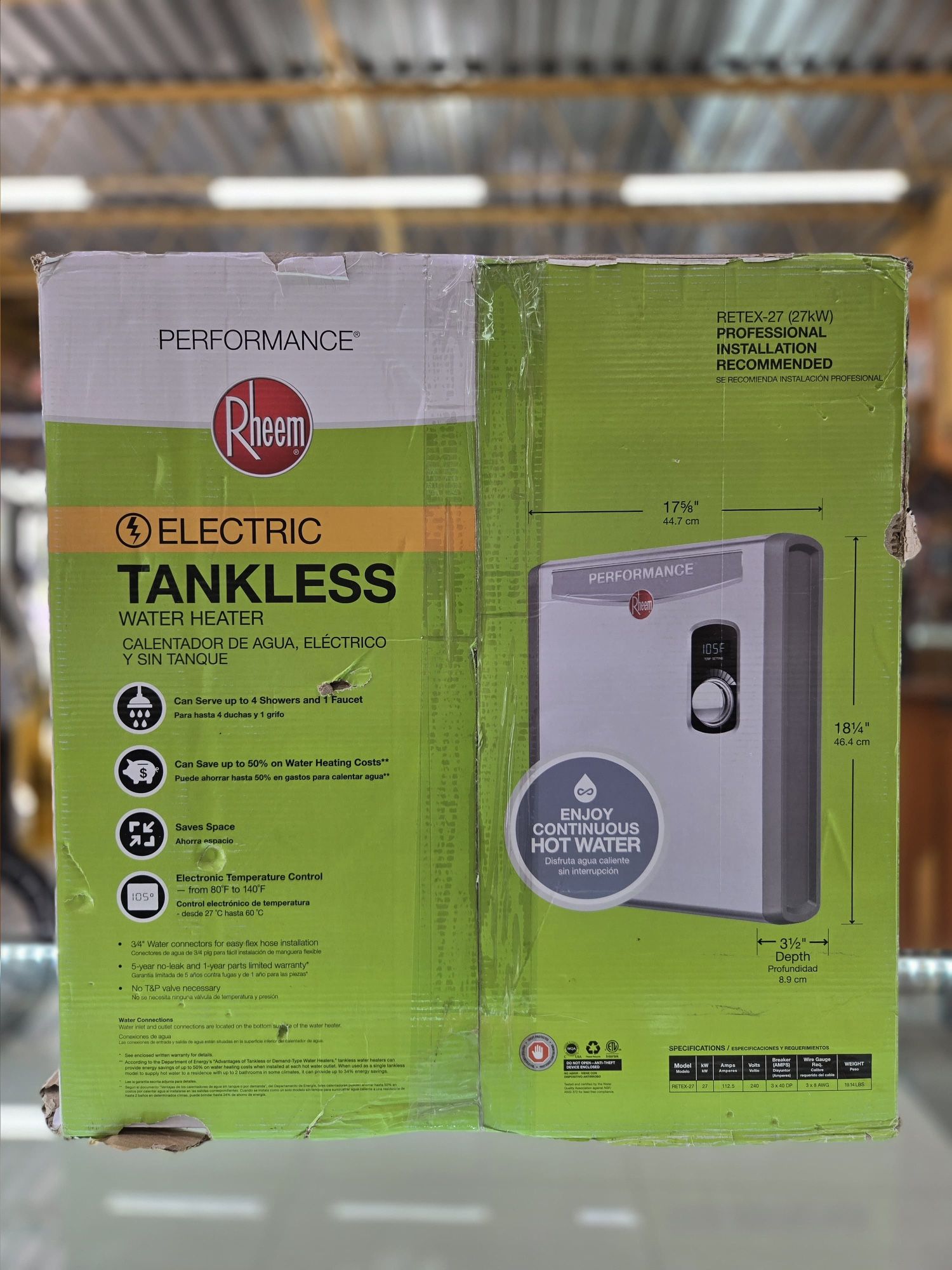 New Open Box Raheem Performance 27kW 5.27 GPM 240 Volt Self Modulating Electric Tankless Water Heater