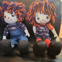 Raggedy Ann and Andy Denver Broncos Dolls