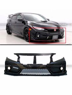 For 16-21 Civic Type R Style Front Bumper Conversion Crystal Black Pearl NH731P