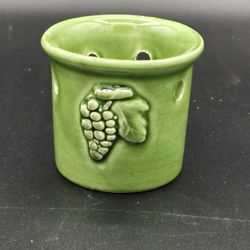 Sur La Table Ceramic Votive/Tealight Candle Holder, Green, W/Grapes