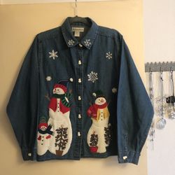 Dressbarn Denim Christmas Blouse