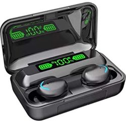 Wireless Earbud with Power Bank with Bluetooth Version 5. 1 Earbuds Portable case Charging, Sport Design, Built in Microphone (Black)