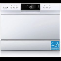 COMFEE’ Portable Mini Dishwasher, Energy Star, Countertop, 6 Place Settings, with 8 Washing Programs, Speed, Baby-Care, ECO& Glass, Dish Washer for Do