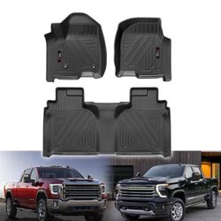 Custom for 2019-2024 2025 Chevy Silverado 1500 /GMC Sierra 1500 & 2020-2025 Chevy Silverado/GMC Sierra 2500HD/3500HD Crew Cab Accessories TPE All Weat