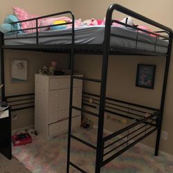 Full Size Loft Metal Bed With Mattress