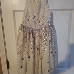 H&M Girls Size 6 Cream And Sequin Star Dress