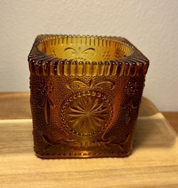 Vintage Brockway Square Amber Glass