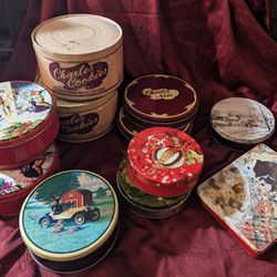 Vintage Lot of 12 Assorted Cookie And Candy Tins