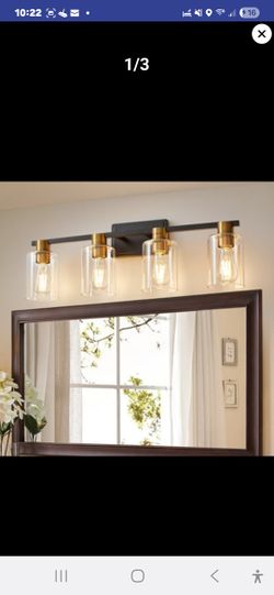 Four Light Dimmable Black & Gold Vanity Light
