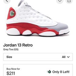 Jordan Retro 13 Grey Toe