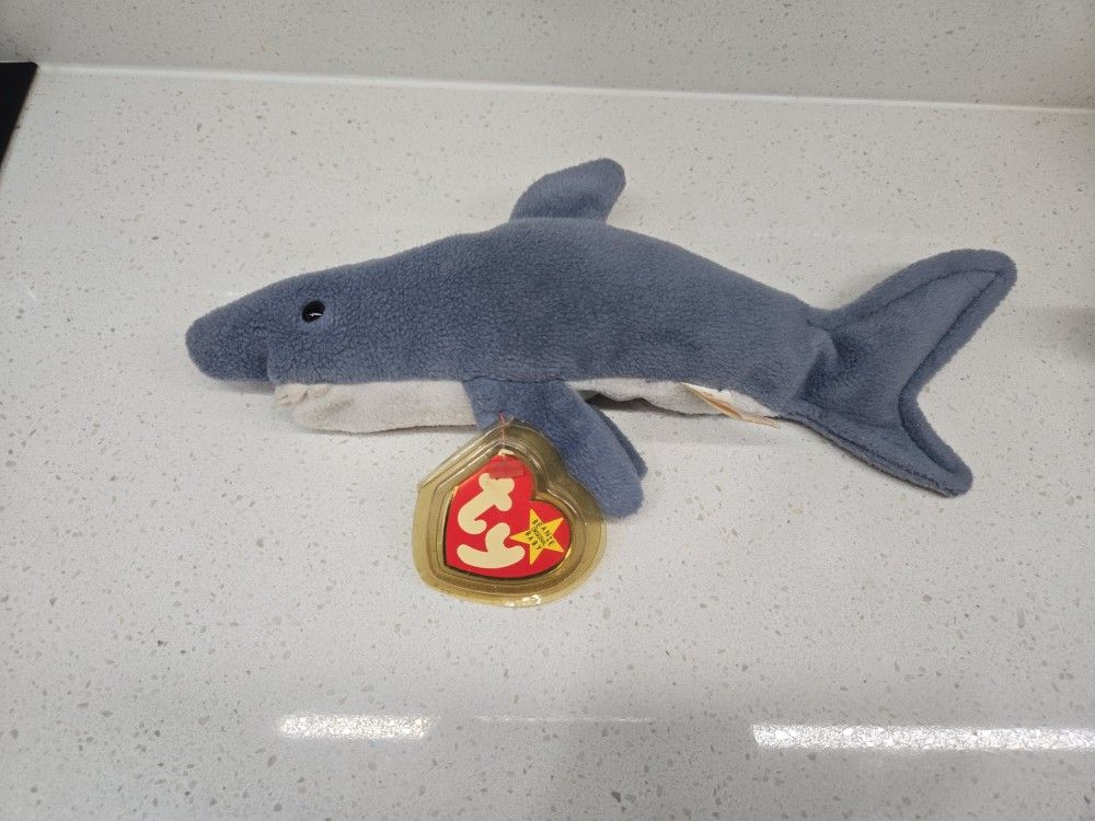 Ty Beanie Baby 1996 Crunch The Shark Plush Toy w/ Original Tag