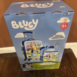 Brand new Bluey 2-piece kids Luggage Set Carry On With Luggage Tag And Backpack