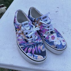 Women’s Flower Vans Shoes Size 11